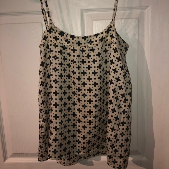 Silky Polyester Cream & Black Cross Tank Top - Picture 5 of 7